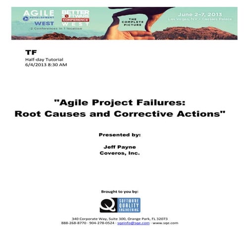 Agile Project Failures: Root Causes and Corrective Actions