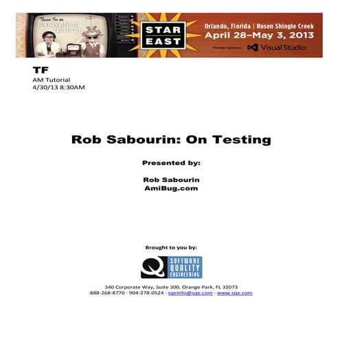 Rob Sabourin: On Testing