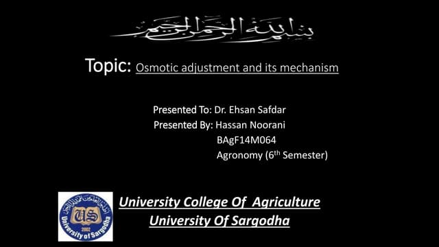Osmotic adjustment in plants
