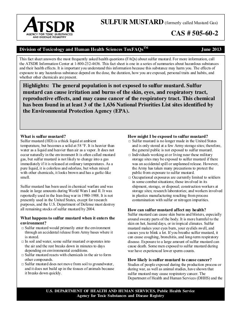 Atsdr Exposure Sulfur Mustard