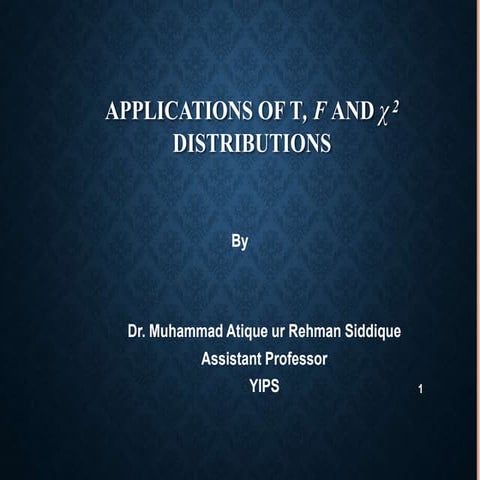 Student 't'  F distribution and Chi distribution