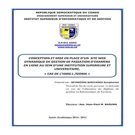 Conception et mise en place d'un site web  dynamique de gestion de passation ...