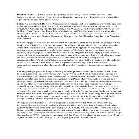 Transcript: Embedding sustainability: Tips for ebook and print production - T...