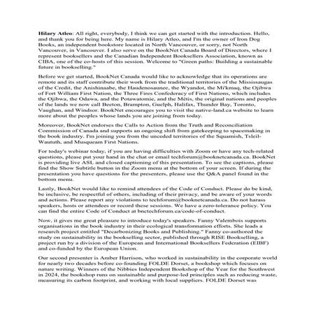 Transcript: Green paths: Building a sustainable future in bookselling - Tech Forum 2025