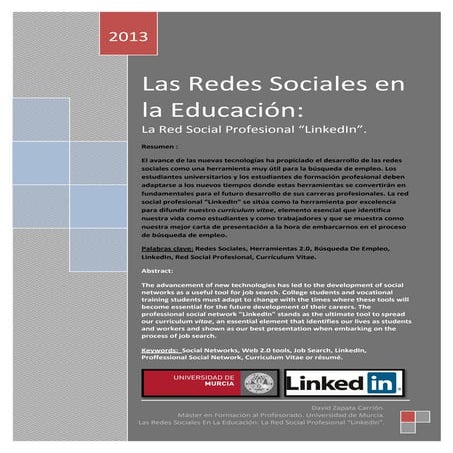Las Redes Sociales en la Educación: La Red Social Profesional "LinkedIn".
