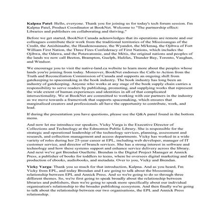 Transcript: The partnership effect: Libraries and publishers on collaborating...