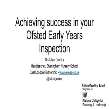 TeachFirst Early Years Conference: achieving success in your Early Years Ofst...