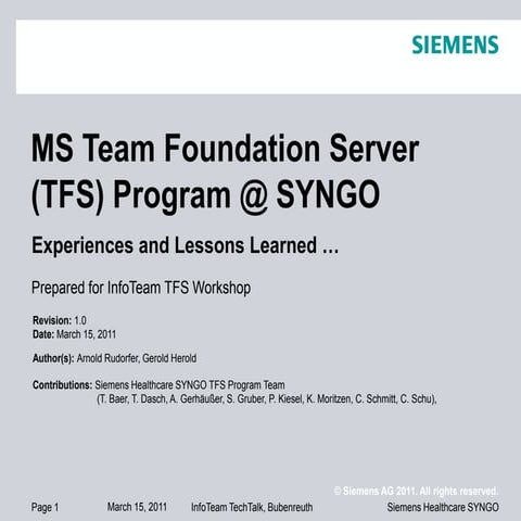 SYNGO TFS Program InfoTeam Keynote