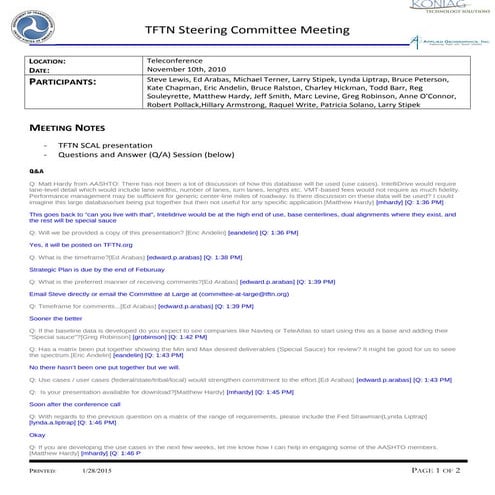 November Committee at Large Notes