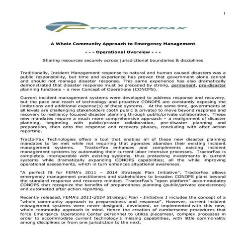 National Preparedness System (NPS) component: TractorFax's Incident Managemen...