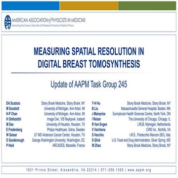 Measuring Spatial Resolution in Digital Breast Tomosynthesis