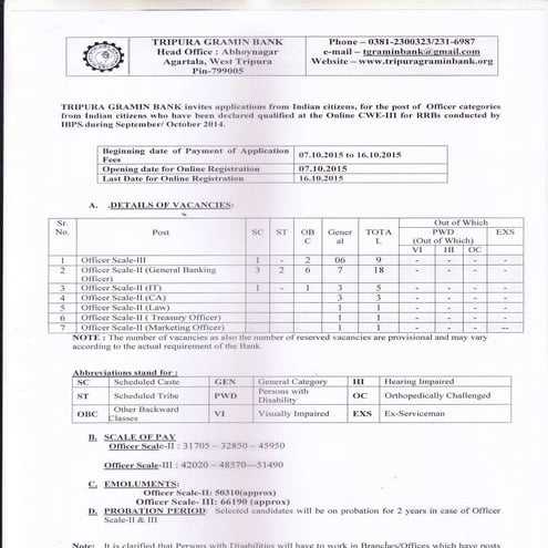 tripura gramin bank notification 2015