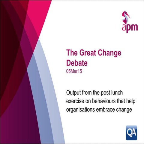 Output from behaviours exercise at the Great Change Debate