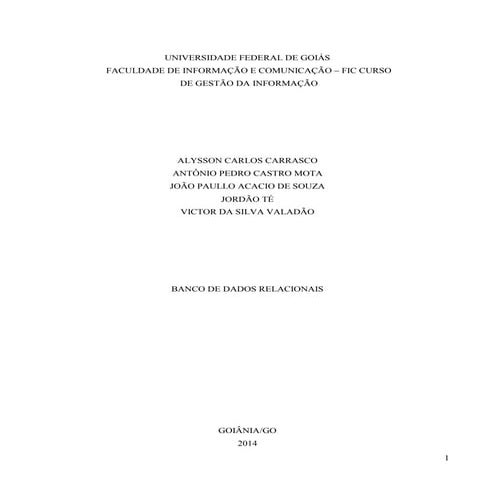 BANCO DE DADOS RELACIONAIS 