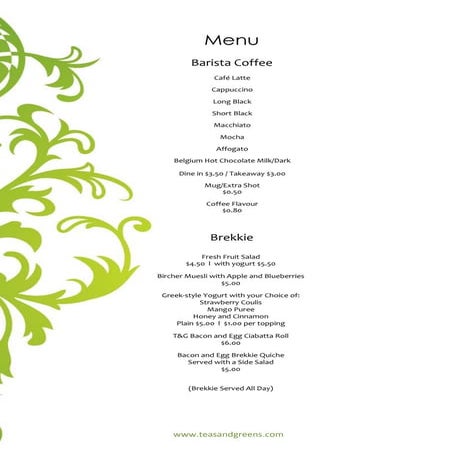 T&G Menu | PDF