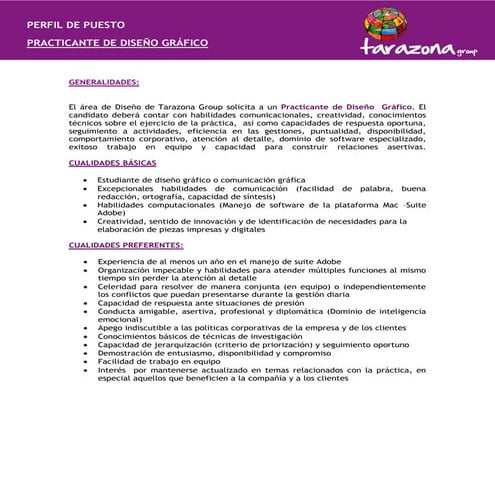 Perfil practicante diseño gráfico.