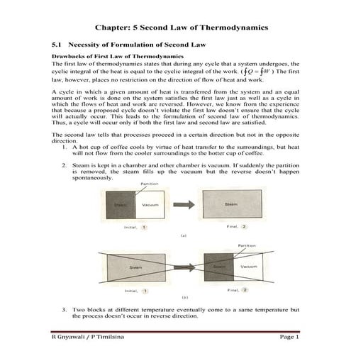 Thermodynamics note chapter:5 second law of thermodynamics 
