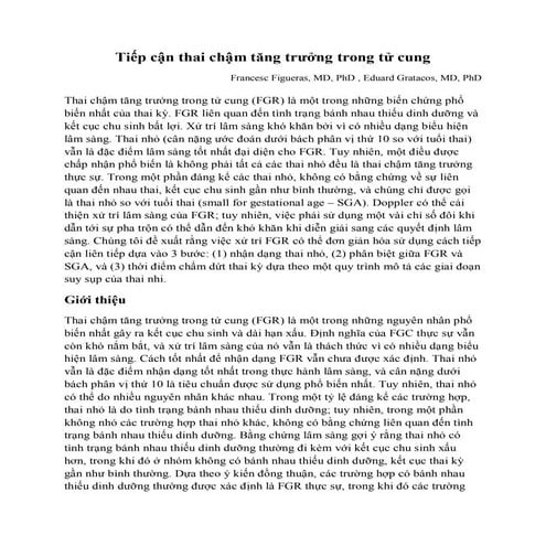 TIẾP CẬN THAI CHẬM TĂNG TRƯỞNG TRONG TỬ CUNG