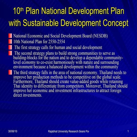 Thailand 10th national development plan future why