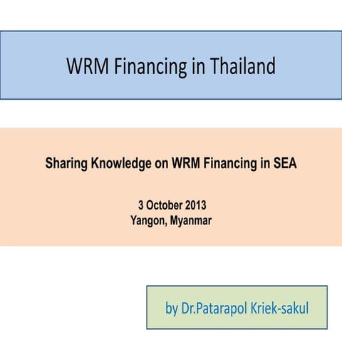 Water Resources Management Financing in Thailand