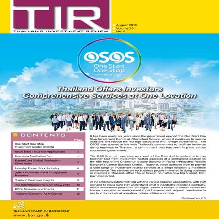 Thailand Investment Review, August 2015