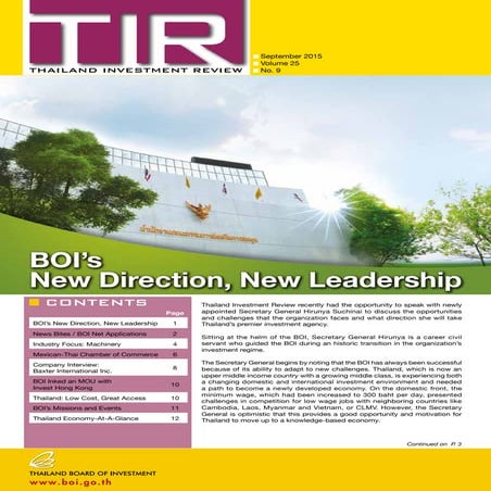 Thailand Investment Review, September 2015