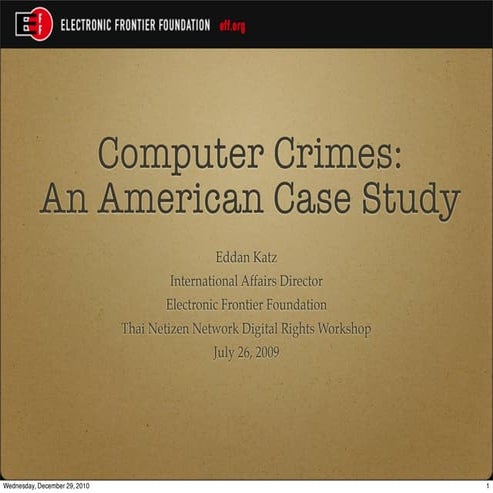 Computer Crimes: An American Case Study