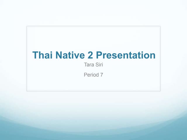 Thai Oral: Tourism