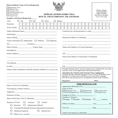 Thai visa form website 2012 | PDF