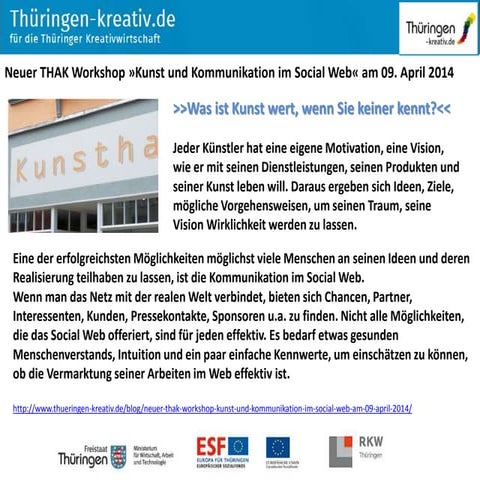 THAK Workshop »Kunst und Kommunikation im Social Web« am 09. April 2014
