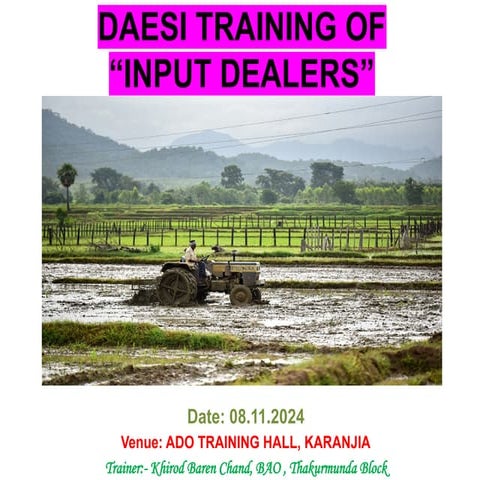DAESI TRAINING OF“INPUT DEALERS class for or diploma in Agricultural ...