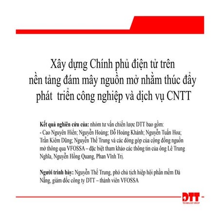 Tham luận DTT về đám mây nguồn mở 2016