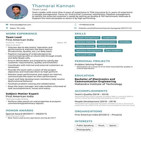 Thamarai Kannan's Resume | PDF