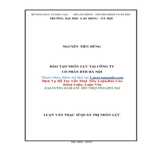 Tham Khảo Mẫu Luận Văn ngành Quản Trị Nguồn Nhân Lực, 9 điểm 