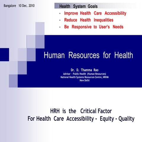 Status of human resources for health in India -Thamma Rao 