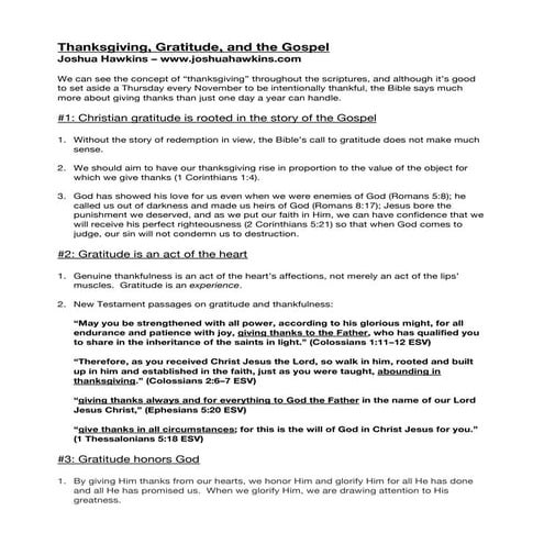 Thanksgiving and the Gospel | PDF