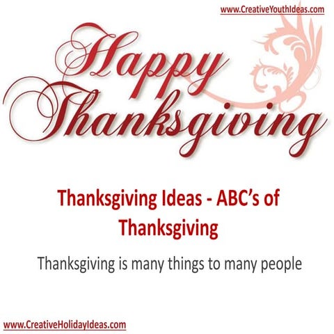 Thanksgiving Ideas - ABC’s of Thanksgiving