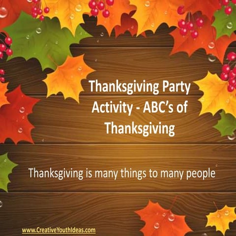 Thanksgiving Party Activity - ABC’s of Thanksgiving