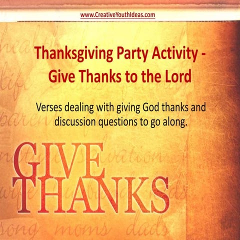 Thanksgiving Party Activity - Give Thanks to the Lord