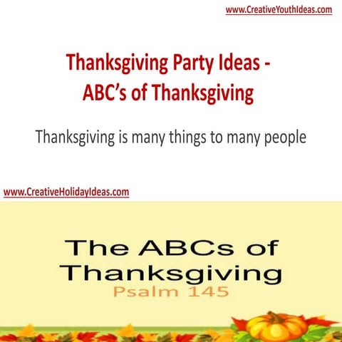 Thanksgiving Party Ideas - ABC’s of Thanksgiving