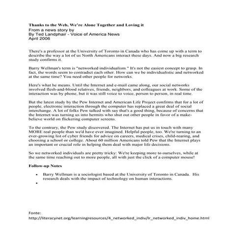Networked Individualism | PDF
