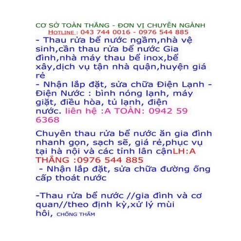 Thao rửa bể nước tại %G