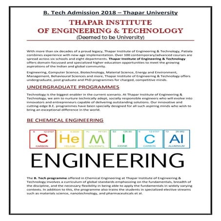 Thapar university  btech admission 2018
