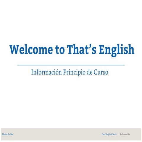 That's English principio de curso