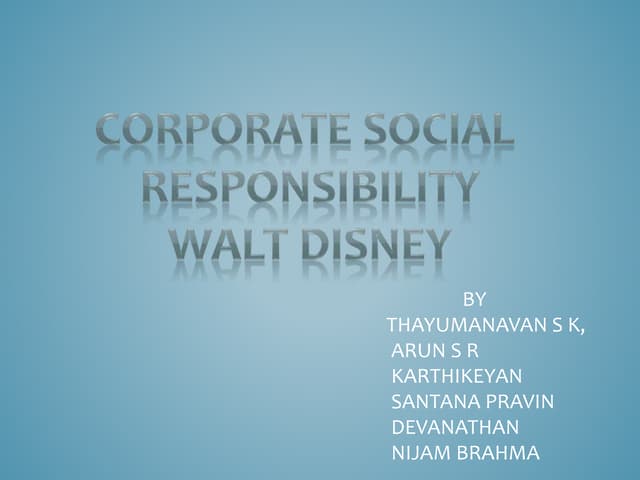 CSR of Walt Disney