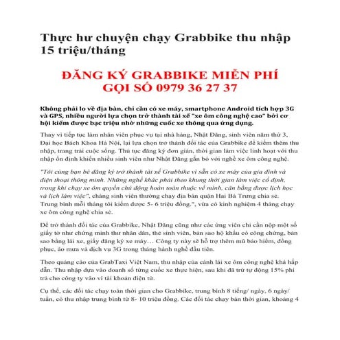 Thực hư chuyện chạy grabbike thu nhập 15 triệu/tháng