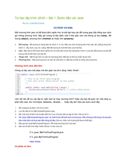 Tự học lập trình java b1 | PDF