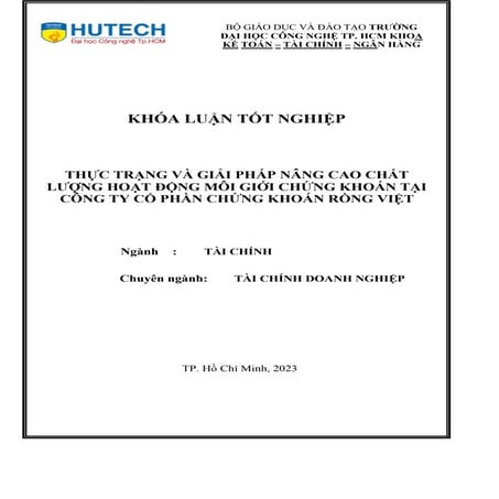 Thực Trạng Và Giải Pháp Nâng Cao Chất Lượng Hoạt Động Môi Giới Chứng Khoán Tạ...