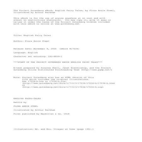 The project gutenberg e book, english fairy tales, by flora annie steel