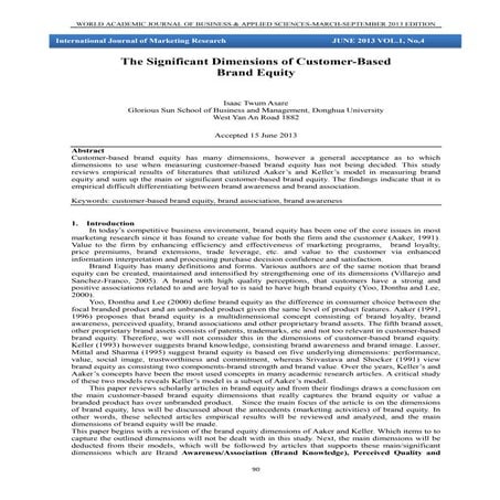 The Significant Dimensions of Customer-Based Brand Equity | PDF